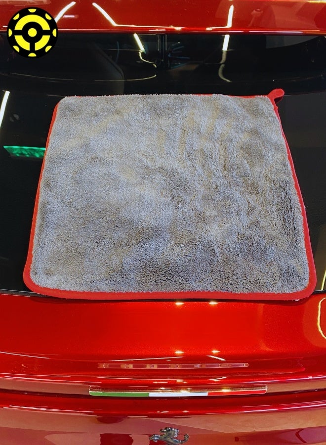 IONIC Ultra Thick Microfiber Towel – 1200 GSM – Super Absorbent, Lint-Free & Scratch-Free – Multi-Purpose for Car, Home & Office – Grey - (40*40cm) - Image 2